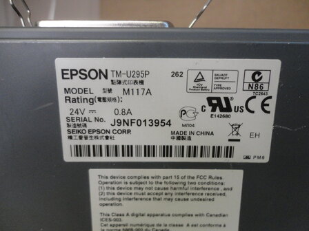 Epson TM-U295 Matrix Slip Bon Printer - M117A Zwart - Parallel